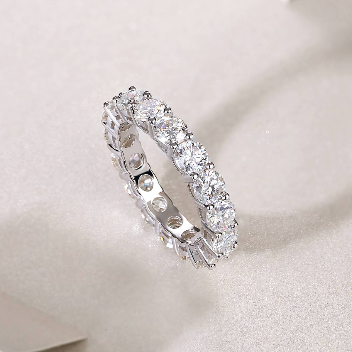 R12969款S925银镀18K白金Women's RingMoissanite5.1ct