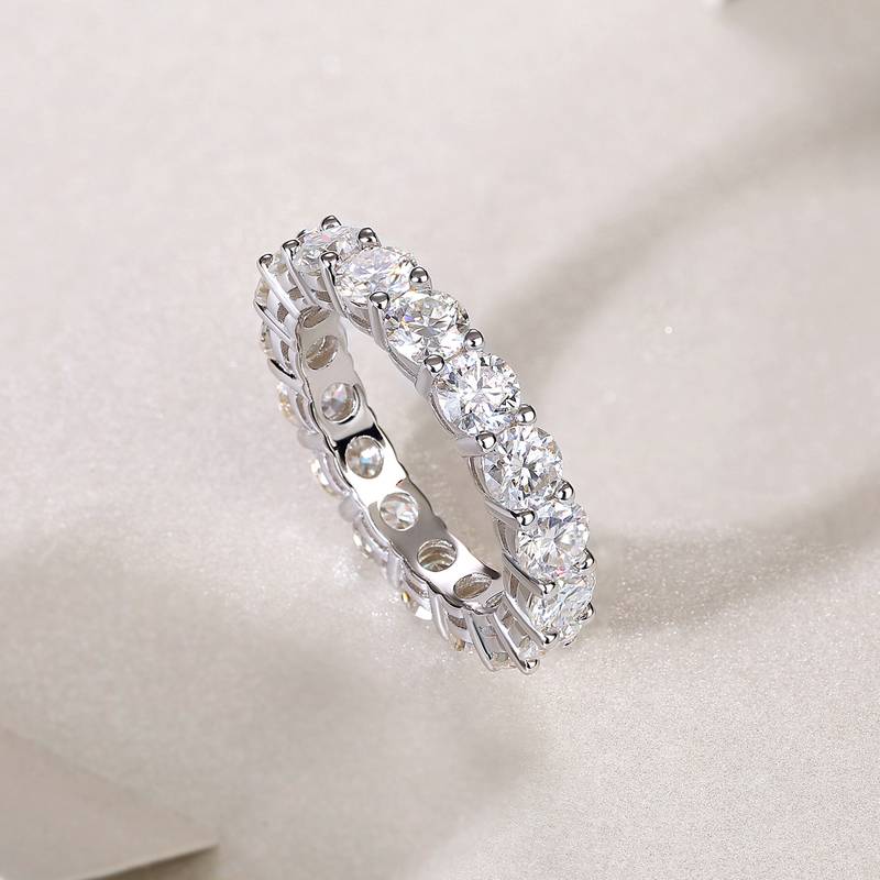 R12969款S925银镀18K白金Women's RingMoissanite5.1ct