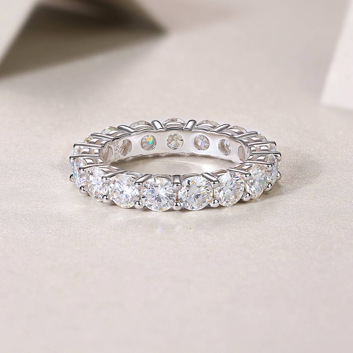R12969款S925银镀18K白金Women's RingMoissanite5.1ct