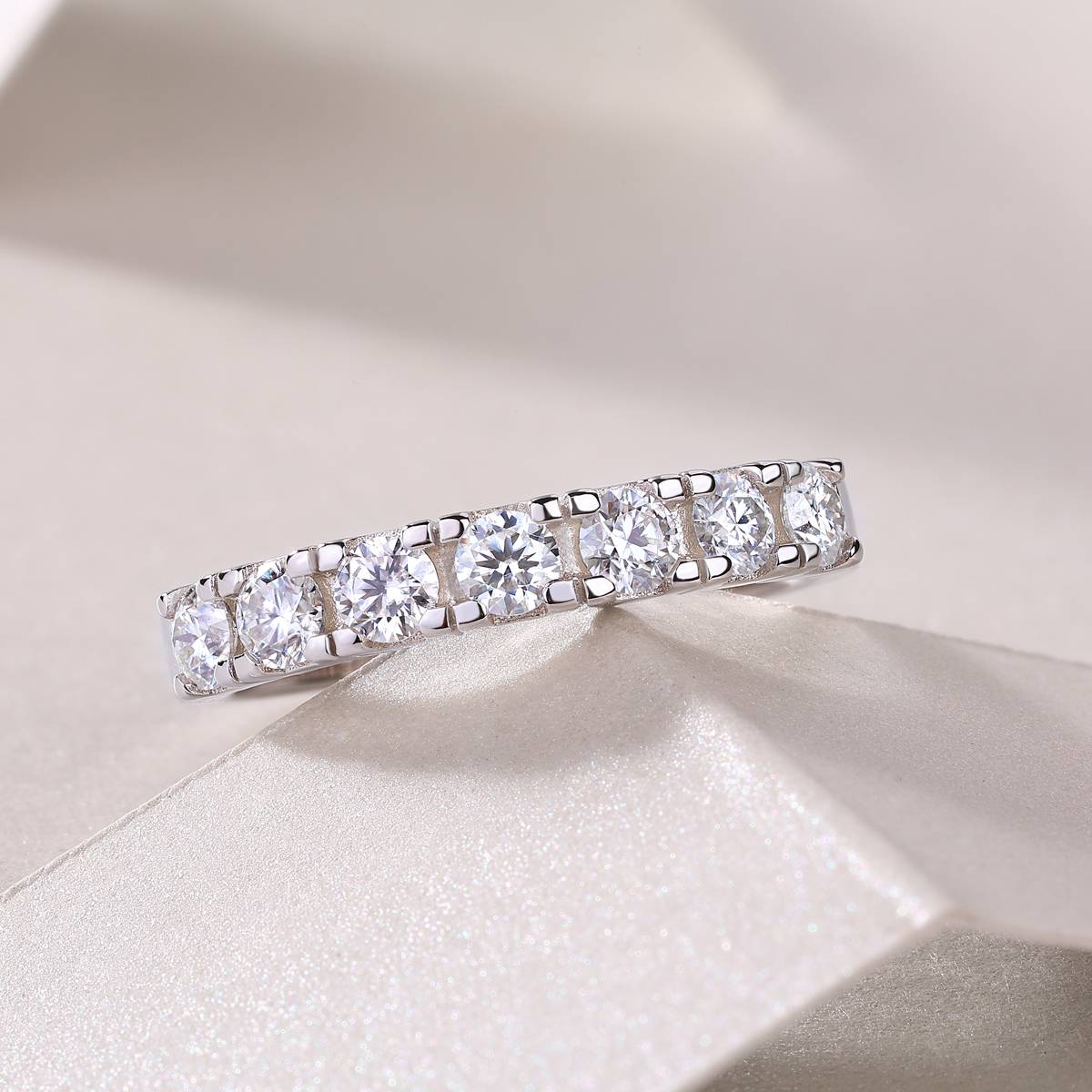 R12961款S925银镀18K白金Women's RingMoissanite厘石0.7ct