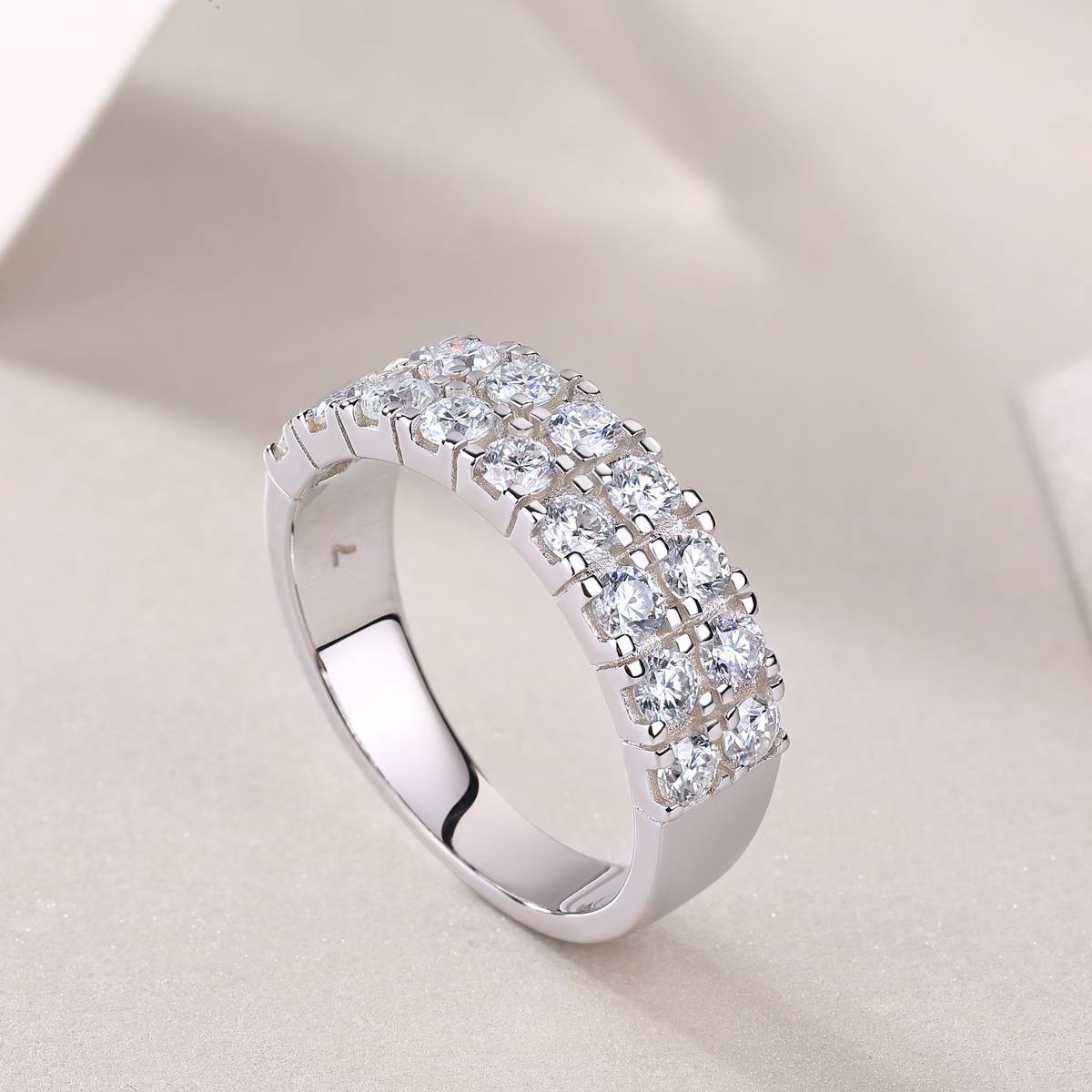 R12960款S925银镀18K白金Women's RingMoissanite厘石1.08ct