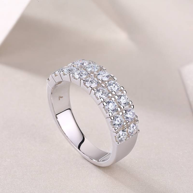 R12960款S925银镀18K白金女戒莫桑钻厘石1.08CT