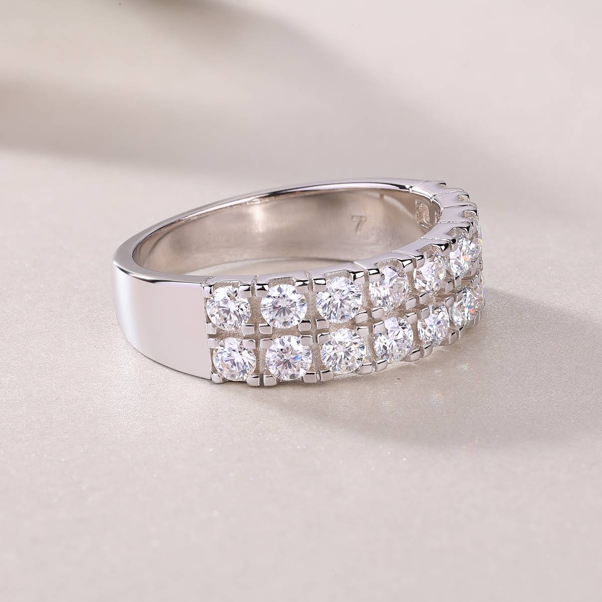 R12960款S925银镀18K白金Women's RingMoissanite厘石1.08ct