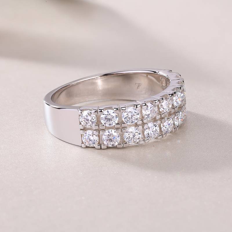 R12960款S925银镀18K白金女戒莫桑钻厘石1.08CT