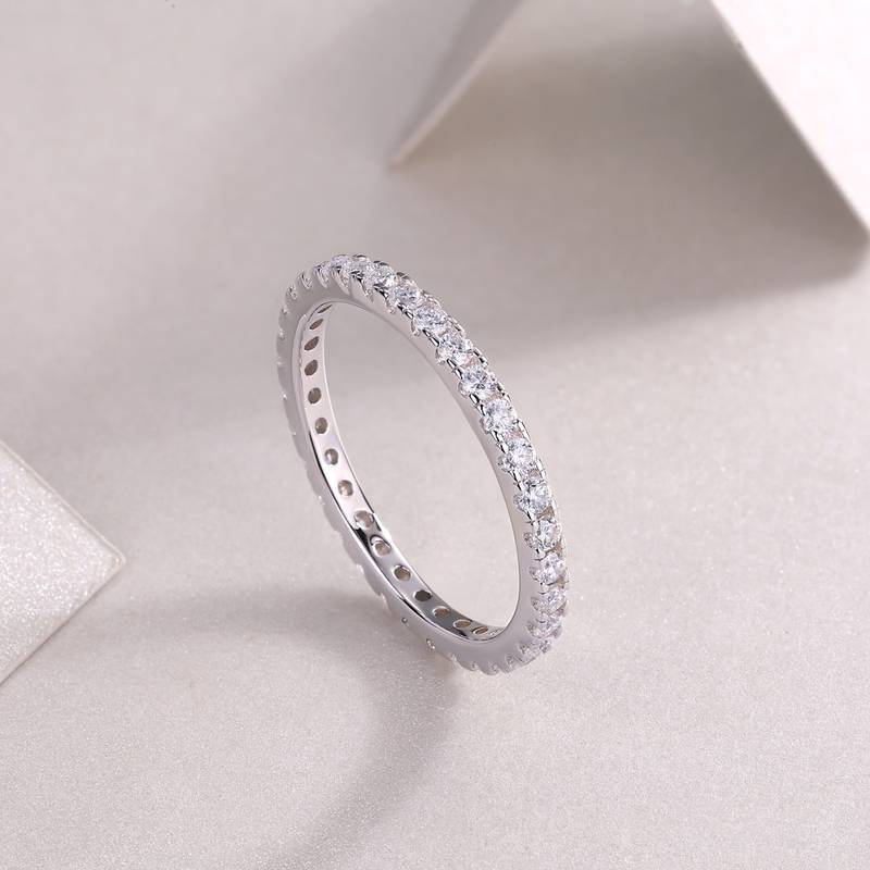 R13007款S925银镀18K白金Women's RingMoissanite厘石0.6ct