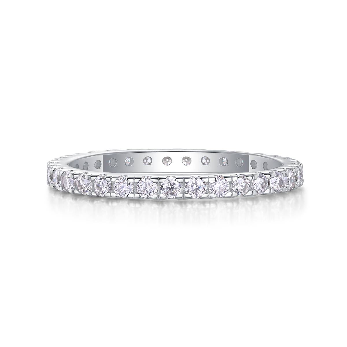 R13007款S925银镀18K白金女戒莫桑钻厘石0.6CT