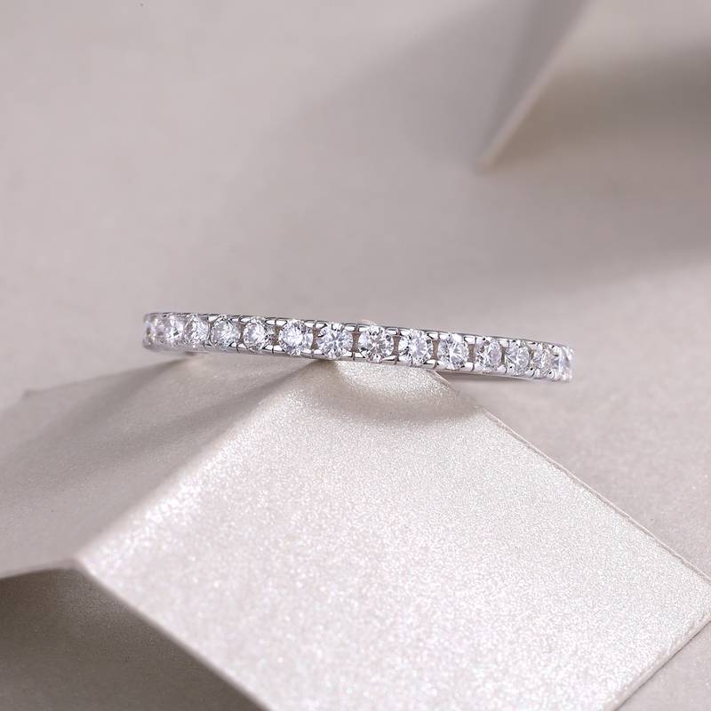 R13007款S925银镀18K白金Women's RingMoissanite厘石0.6ct