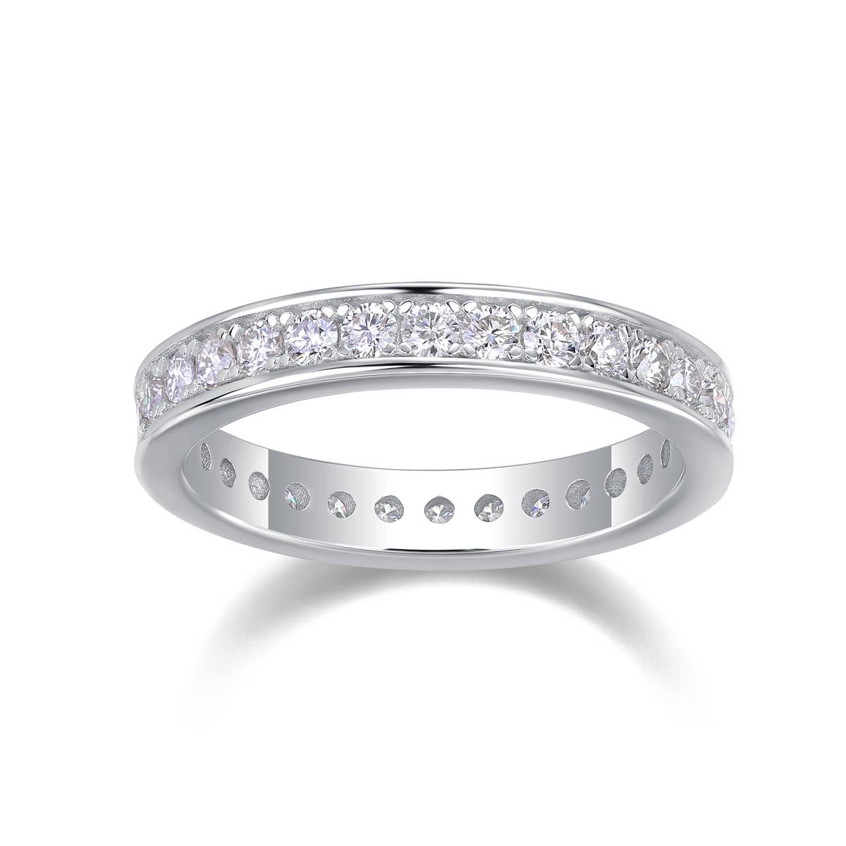 R13018款S925银镀18K白金Women's RingMoissanite厘石0.9ct