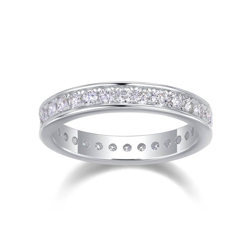 R13018款S925银镀18K白金Women's RingMoissanite厘石0.9ct