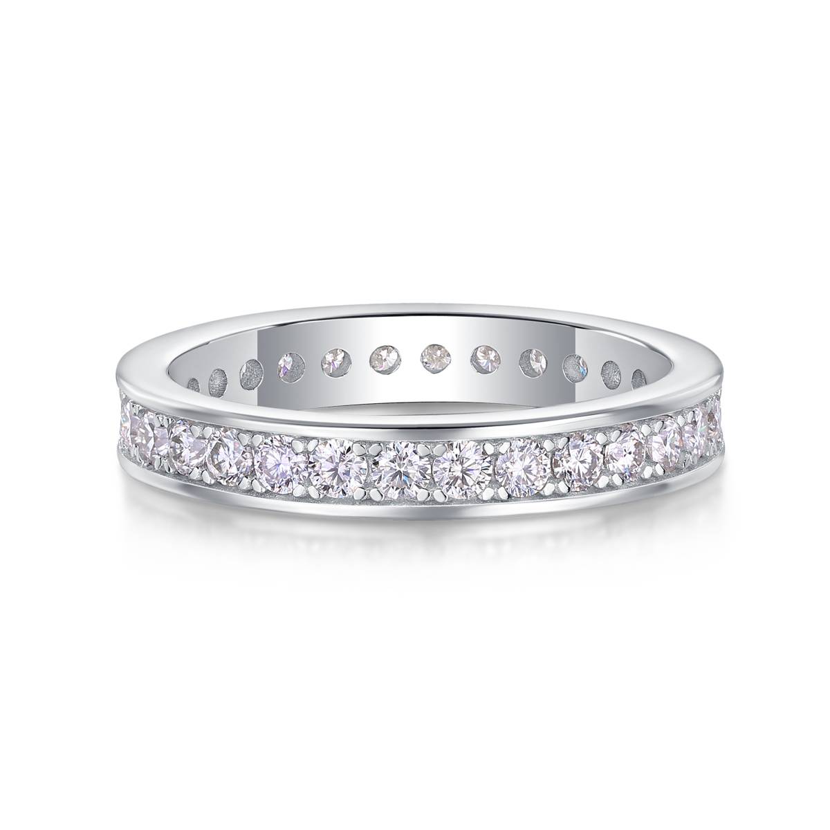R13018款S925银镀18K白金Women's RingMoissanite厘石0.9ct