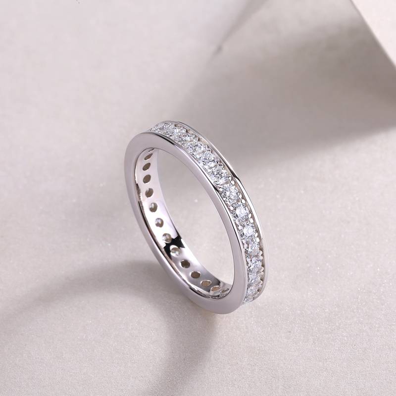 R13018款S925银镀18K白金Women's RingMoissanite厘石0.9ct