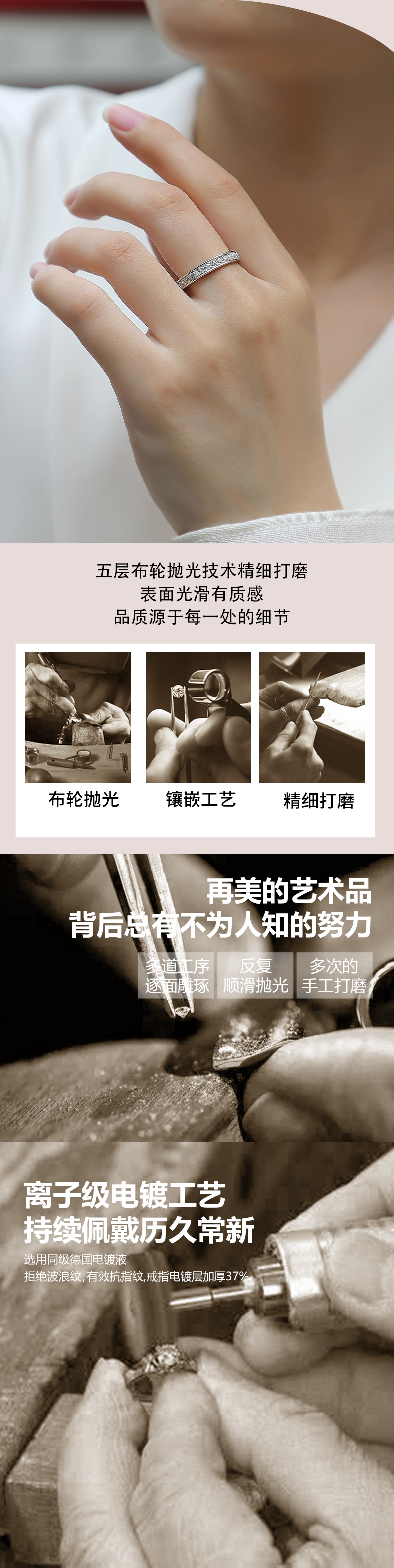 R13018款S925银镀18K白金女戒莫桑钻厘石0.9CT - 4