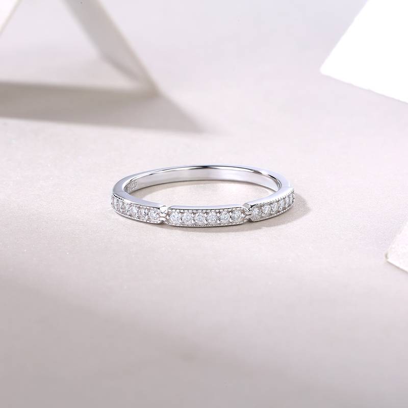 R13060款S925银镀18K白金Women's RingMoissanite厘石0.144ct