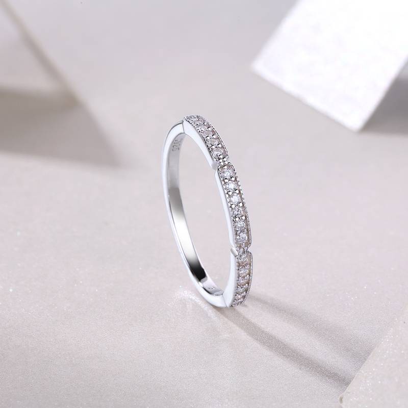 R13060款S925银镀18K白金Women's RingMoissanite厘石0.144ct