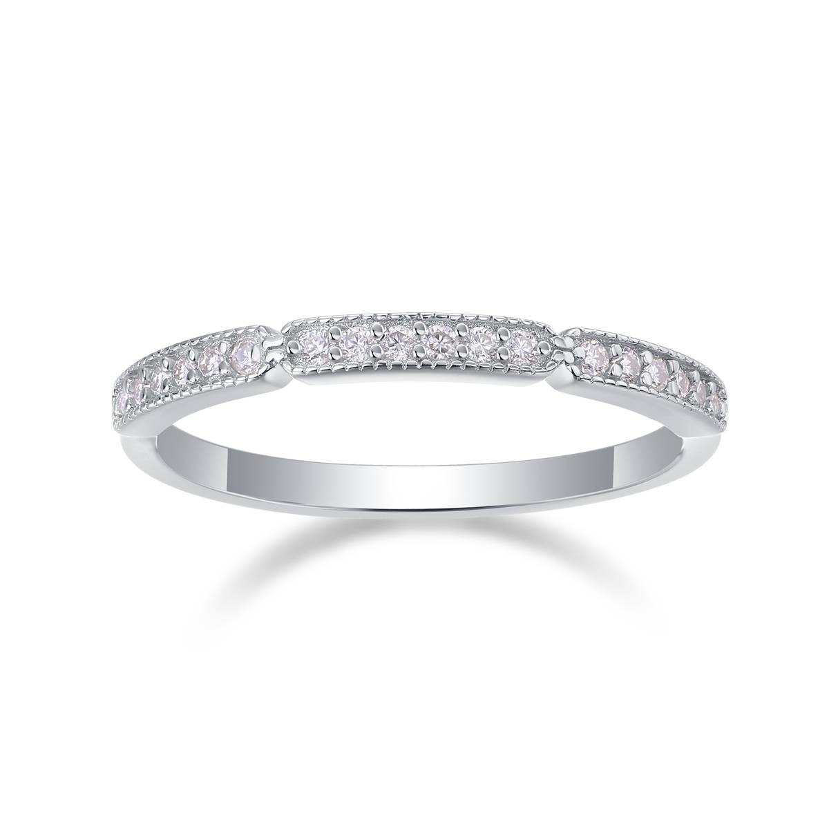 R13060款S925银镀18K白金Women's RingMoissanite厘石0.144ct