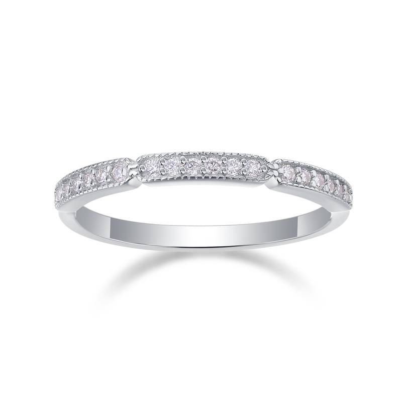 R13060款S925银镀18K白金Women's RingMoissanite厘石0.144ct