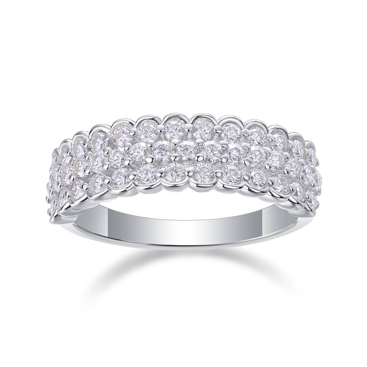 R13059款S925银镀18K白金女戒莫桑钻厘石0.84CT