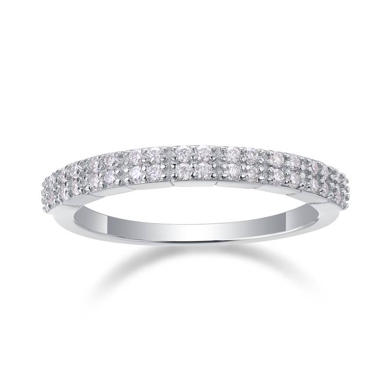 R13043款S925银镀18K白金女戒莫桑钻厘石0.288CT