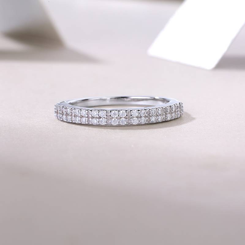 R13043款S925银镀18K白金女戒莫桑钻厘石0.288CT