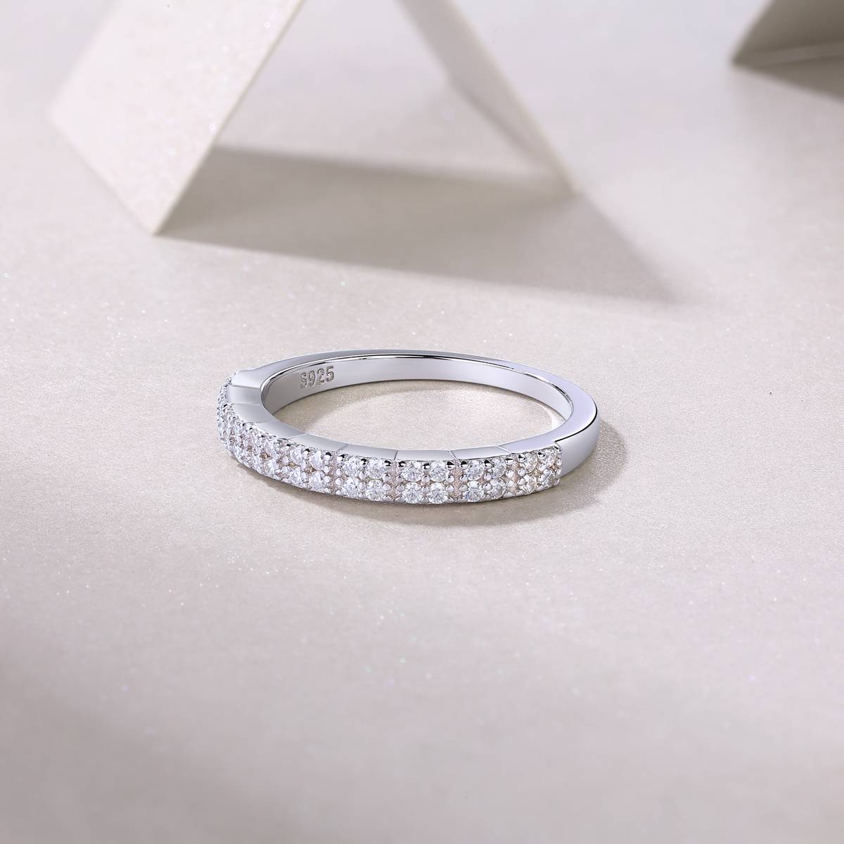 R13043款S925银镀18K白金Women's RingMoissanite厘石0.288ct