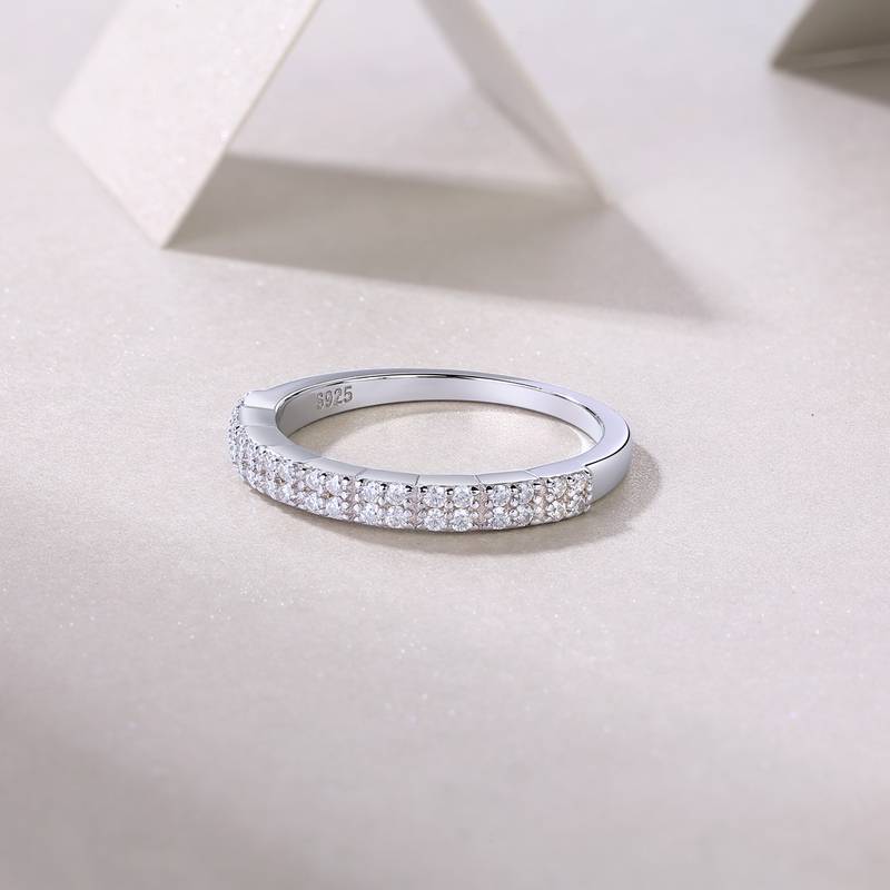 R13043款S925银镀18K白金女戒莫桑钻厘石0.288CT