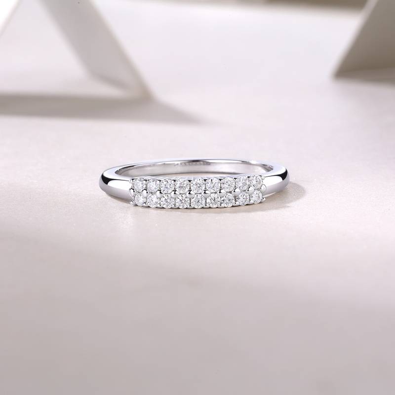R13041款S925银镀18K白金Women's RingMoissanite厘石0.27ct