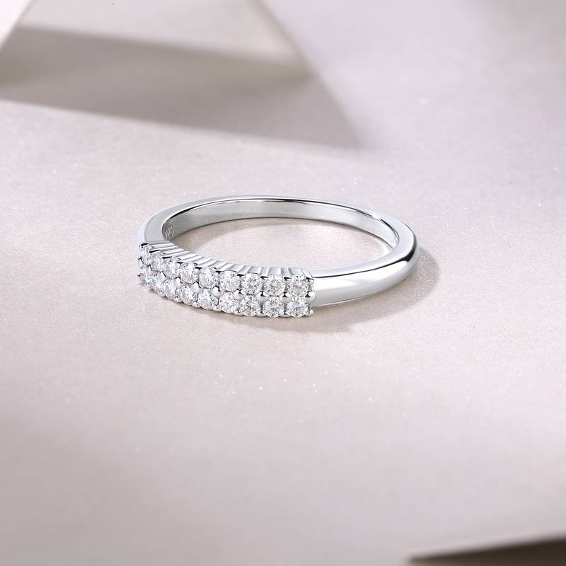 R13041款S925银镀18K白金Women's RingMoissanite厘石0.27ct