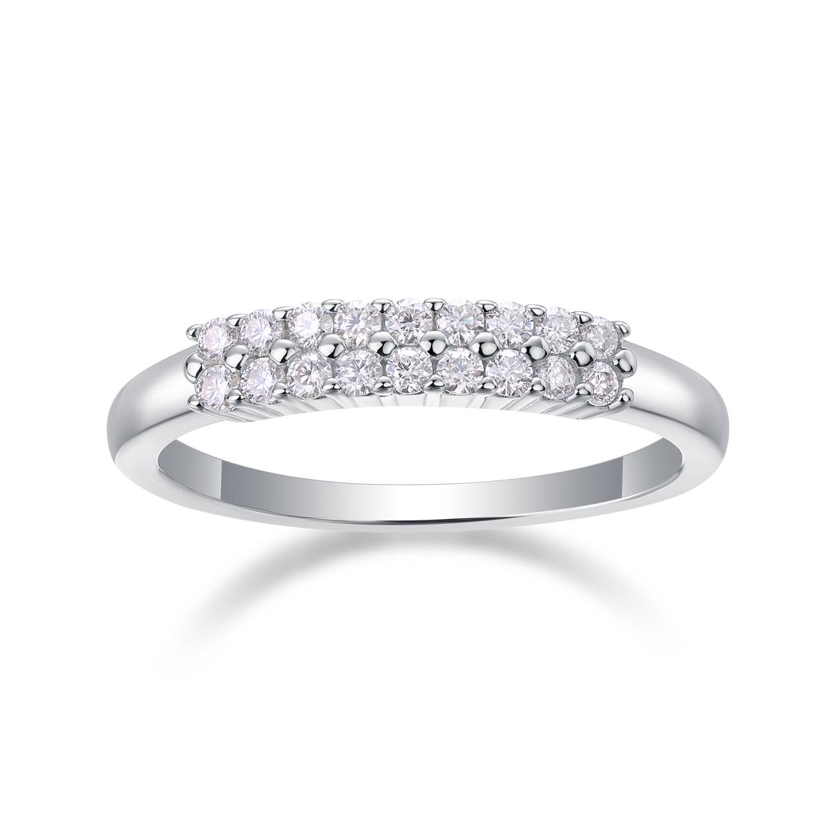 R13041款S925银镀18K白金女戒莫桑钻厘石0.27CT
