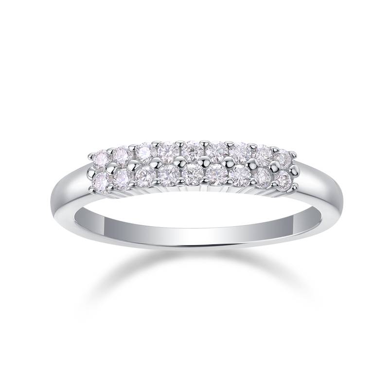 R13041款S925银镀18K白金Women's RingMoissanite厘石0.27ct