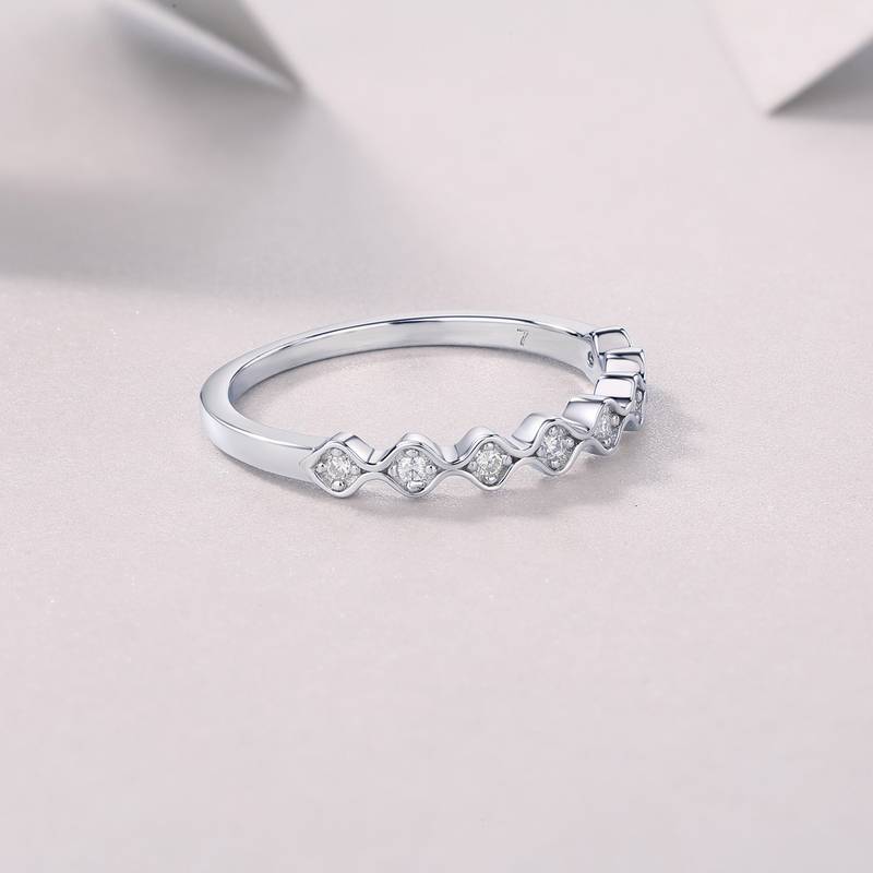 R13062款S925银镀18K白金Women's RingMoissanite厘石0.08ct