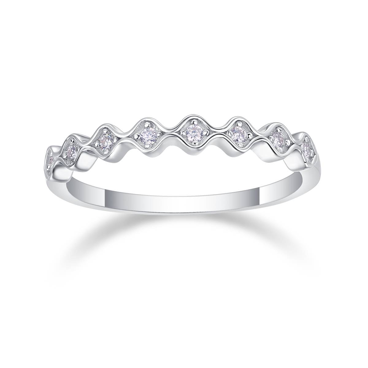 R13062款S925银镀18K白金Women's RingMoissanite厘石0.08ct