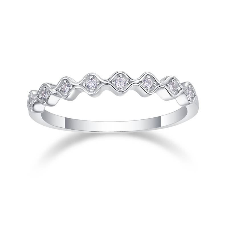 R13062款S925银镀18K白金Women's RingMoissanite厘石0.08ct