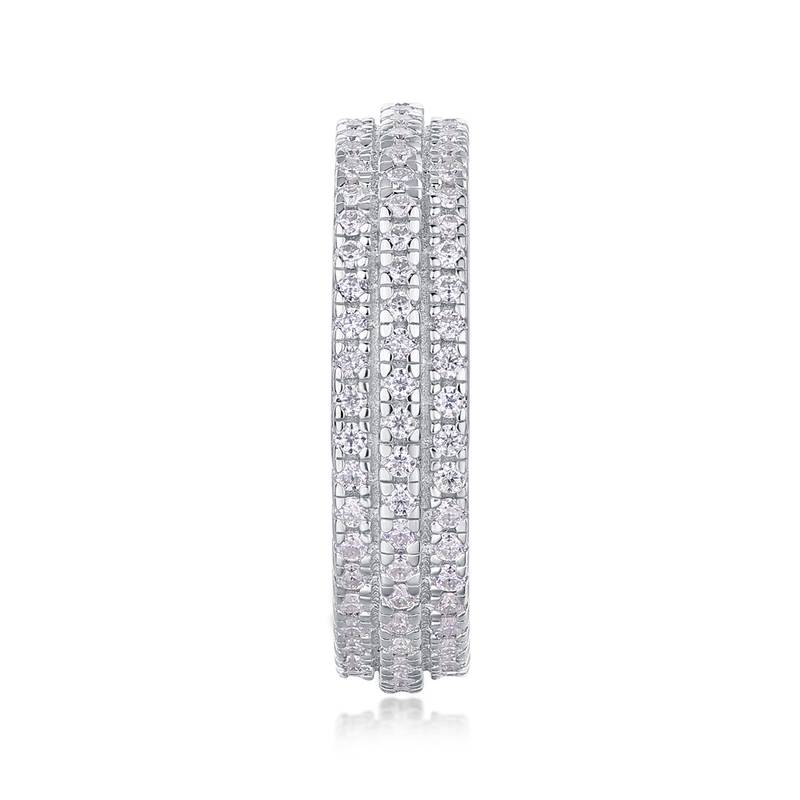 R13044款S925银镀18K白金女戒莫桑钻厘石0.84CT