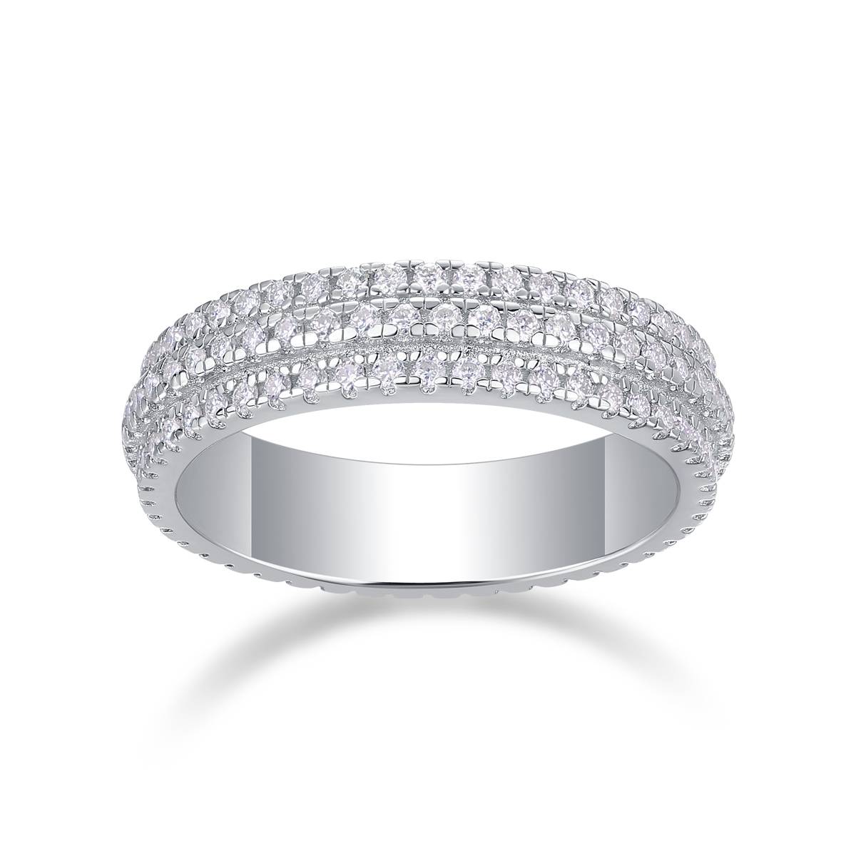 R13044款S925银镀18K白金Women's RingMoissanite厘石0.84ct