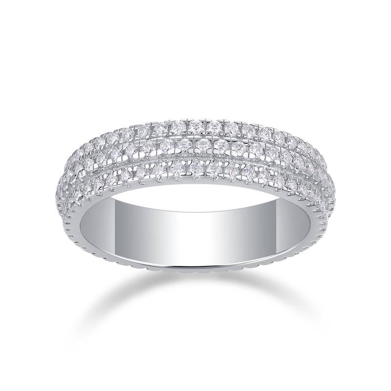 R13044款S925银镀18K白金女戒莫桑钻厘石0.84CT
