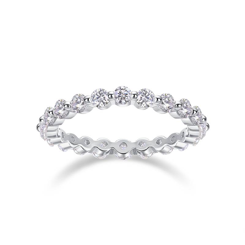 R13141款S925银镀18K白金女戒莫桑钻厘1.32CT