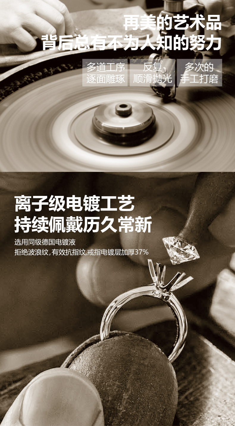 R13141款S925银镀18K白金女戒莫桑钻厘1.32CT - 7