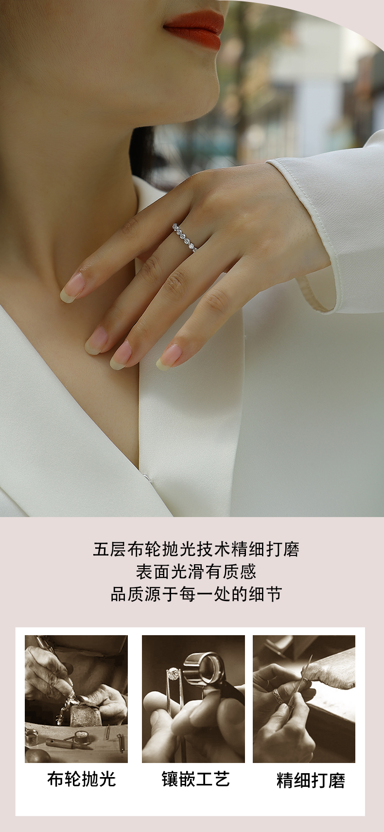 R13141款S925银镀18K白金女戒莫桑钻厘1.32CT - 6