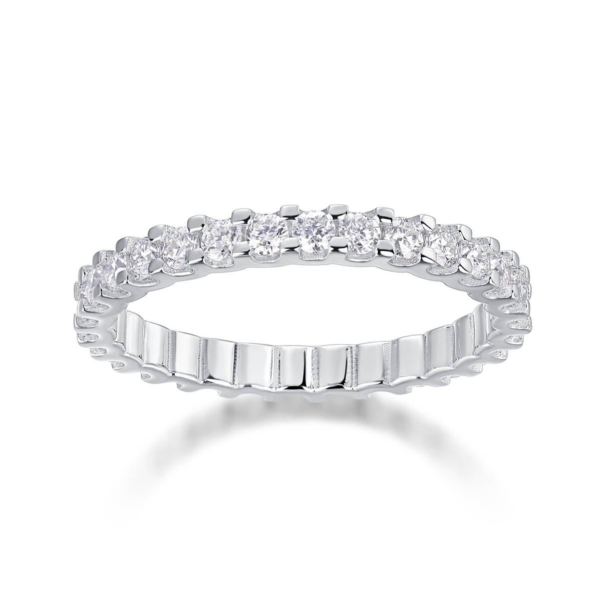 R13147款S925银镀18K白金女戒莫桑钻厘0.9CT