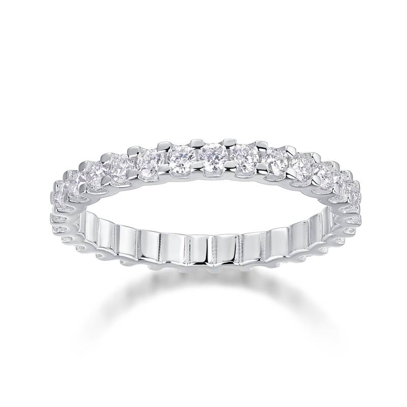 R13147款S925银镀18K白金女戒莫桑钻厘0.9CT