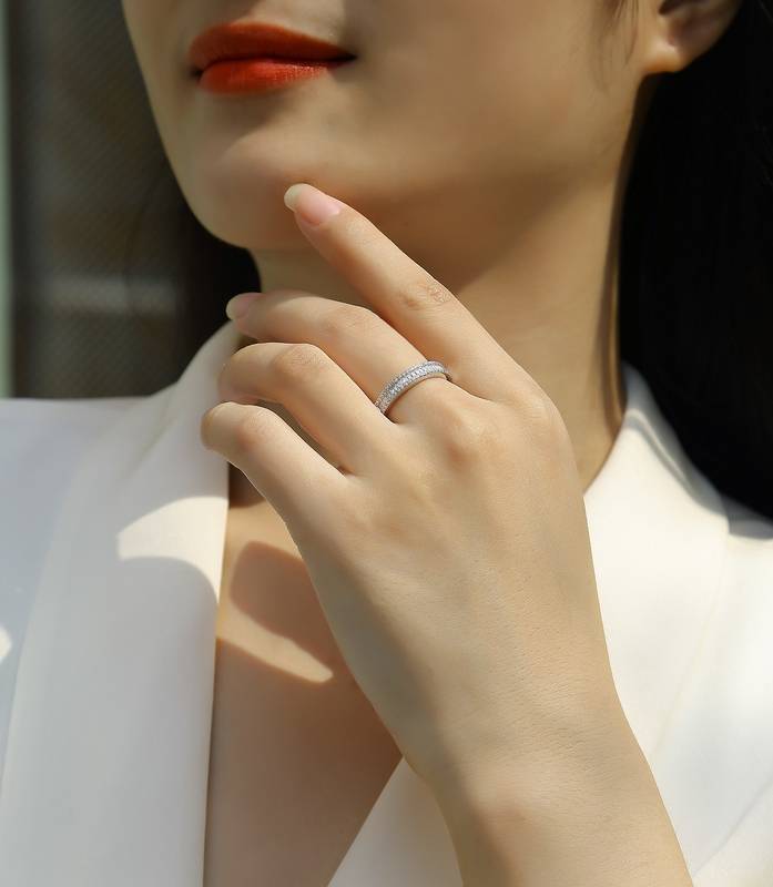 R13129款S925银镀18K白金Women's RingMoissanite厘0.51ct