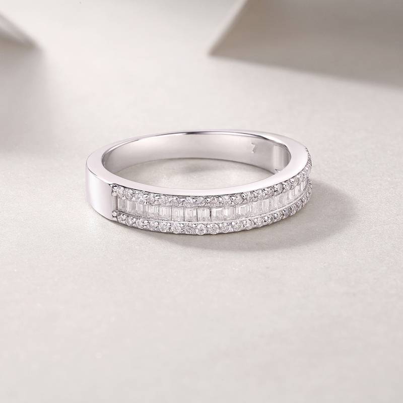 R13129款S925银镀18K白金Women's RingMoissanite厘0.51ct