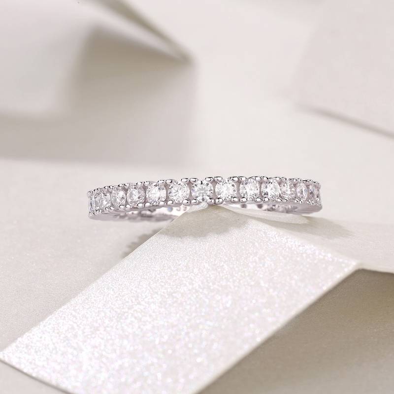R13148款S925银镀18K白金Women's RingMoissanite厘0.9ct