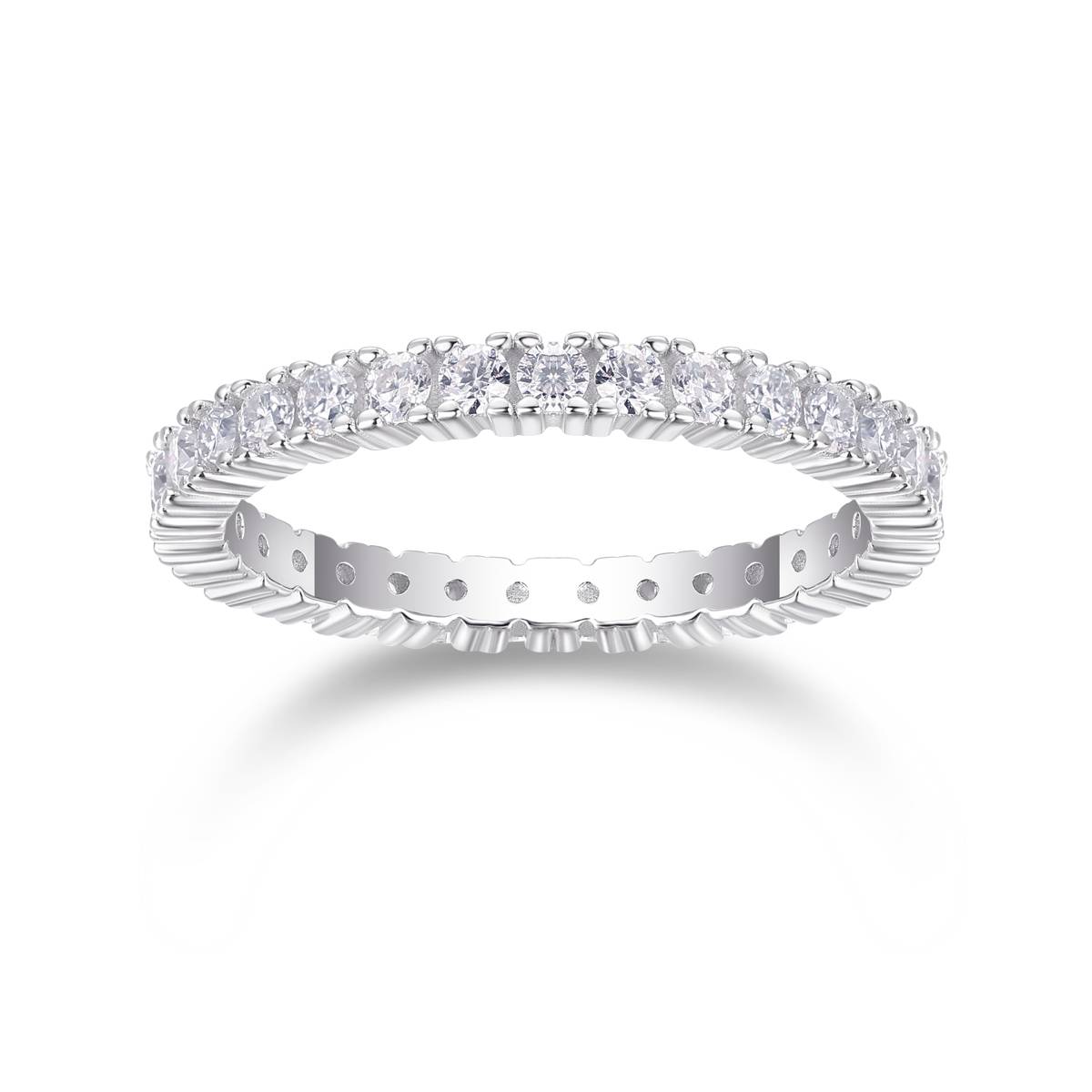 R13148款S925银镀18K白金女戒莫桑钻厘0.9CT