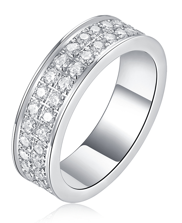 R13154款S925银镀18K白金女戒莫桑钻厘石2.0CT