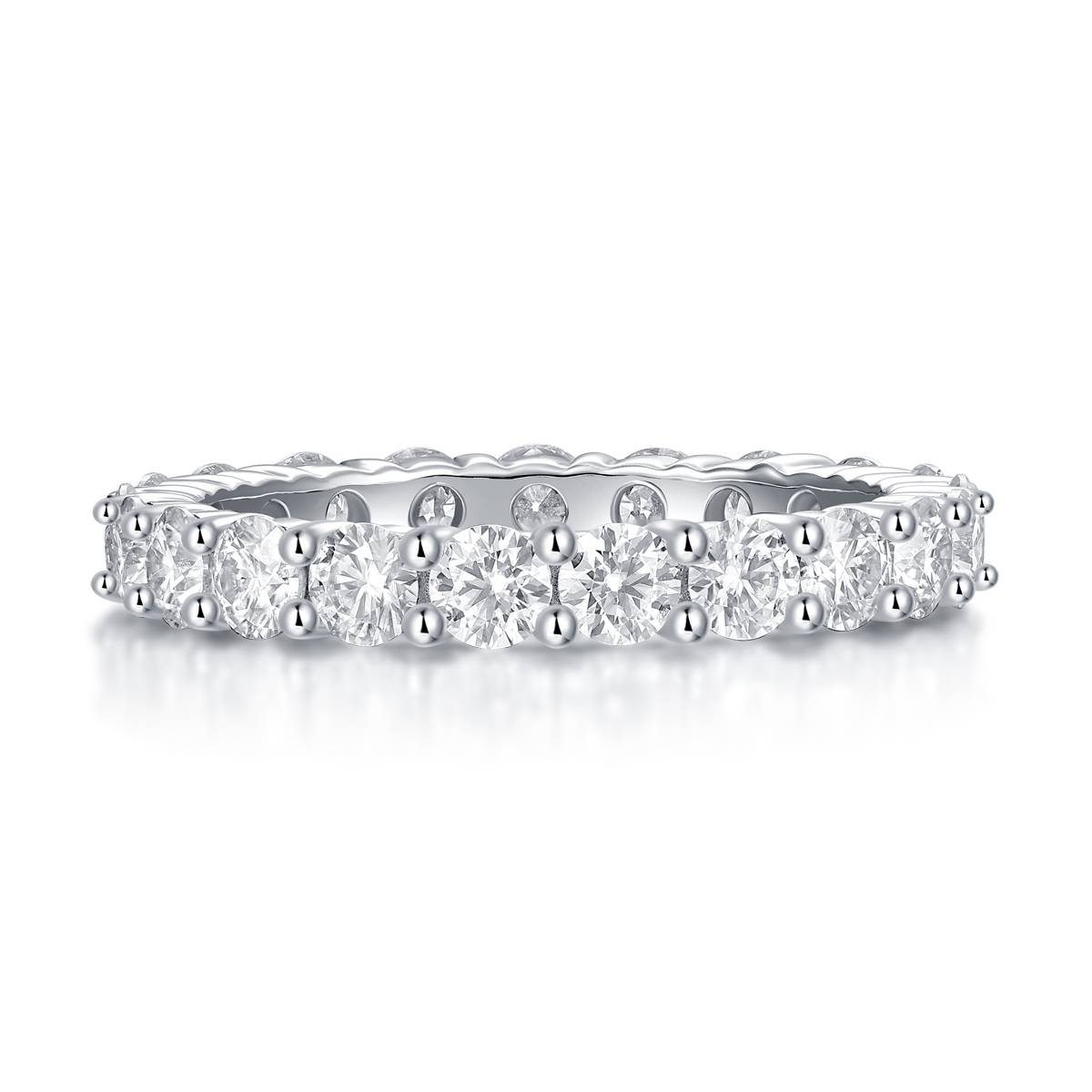R12742款S925银镀18K白金Women's RingMoissanite厘石2.1ct