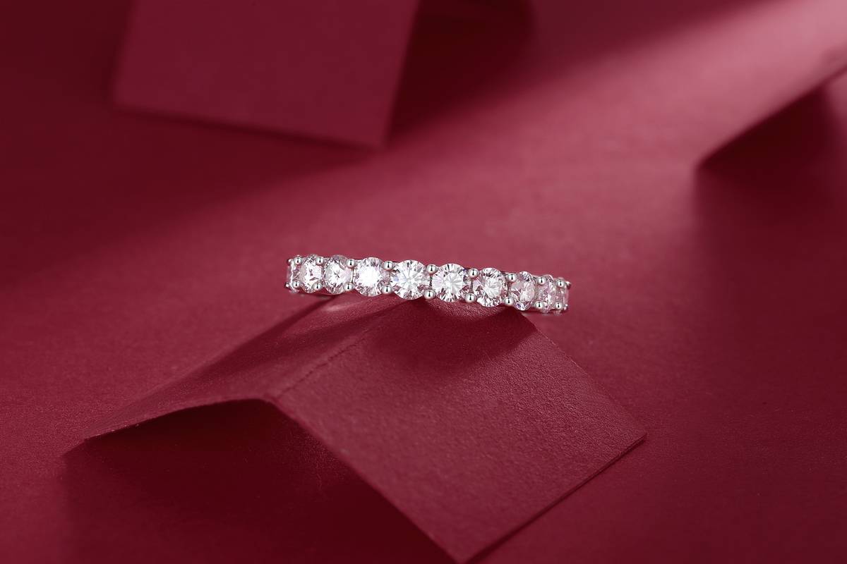 R12742款S925银镀18K白金Women's RingMoissanite厘石2.1ct