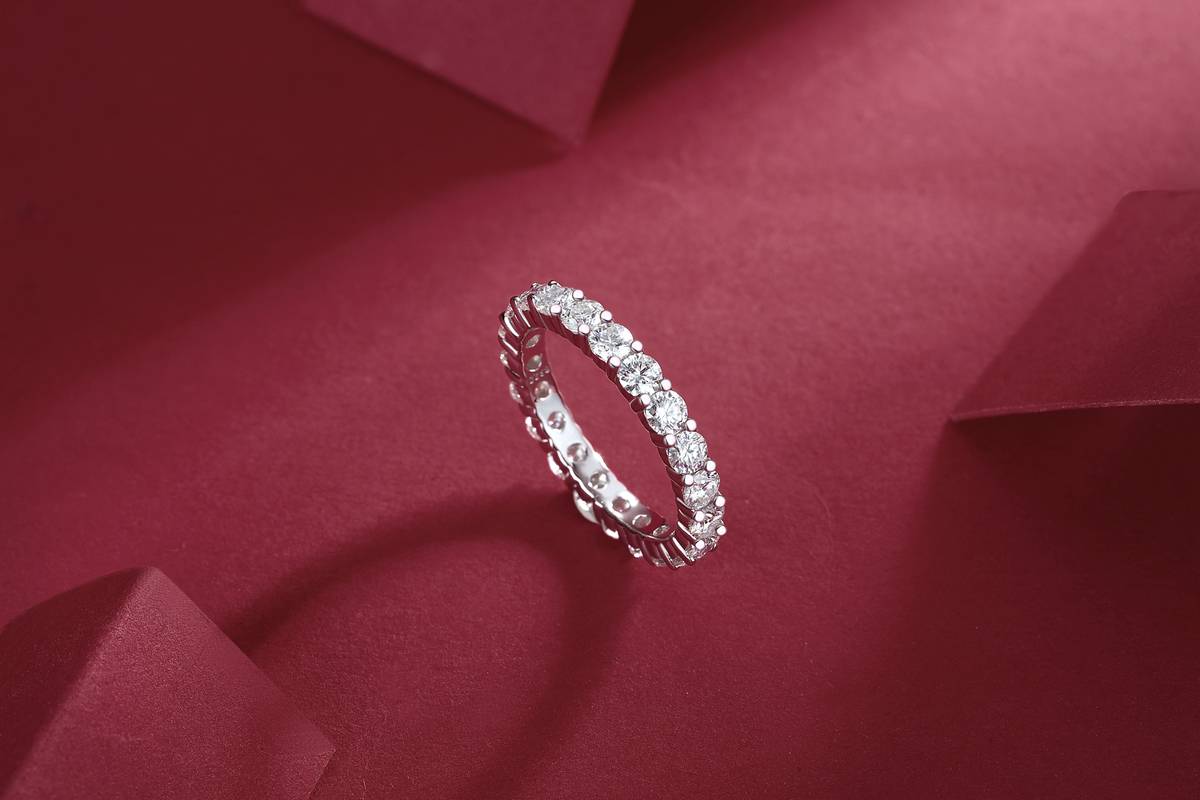 R12742款S925银镀18K白金Women's RingMoissanite厘石2.1ct