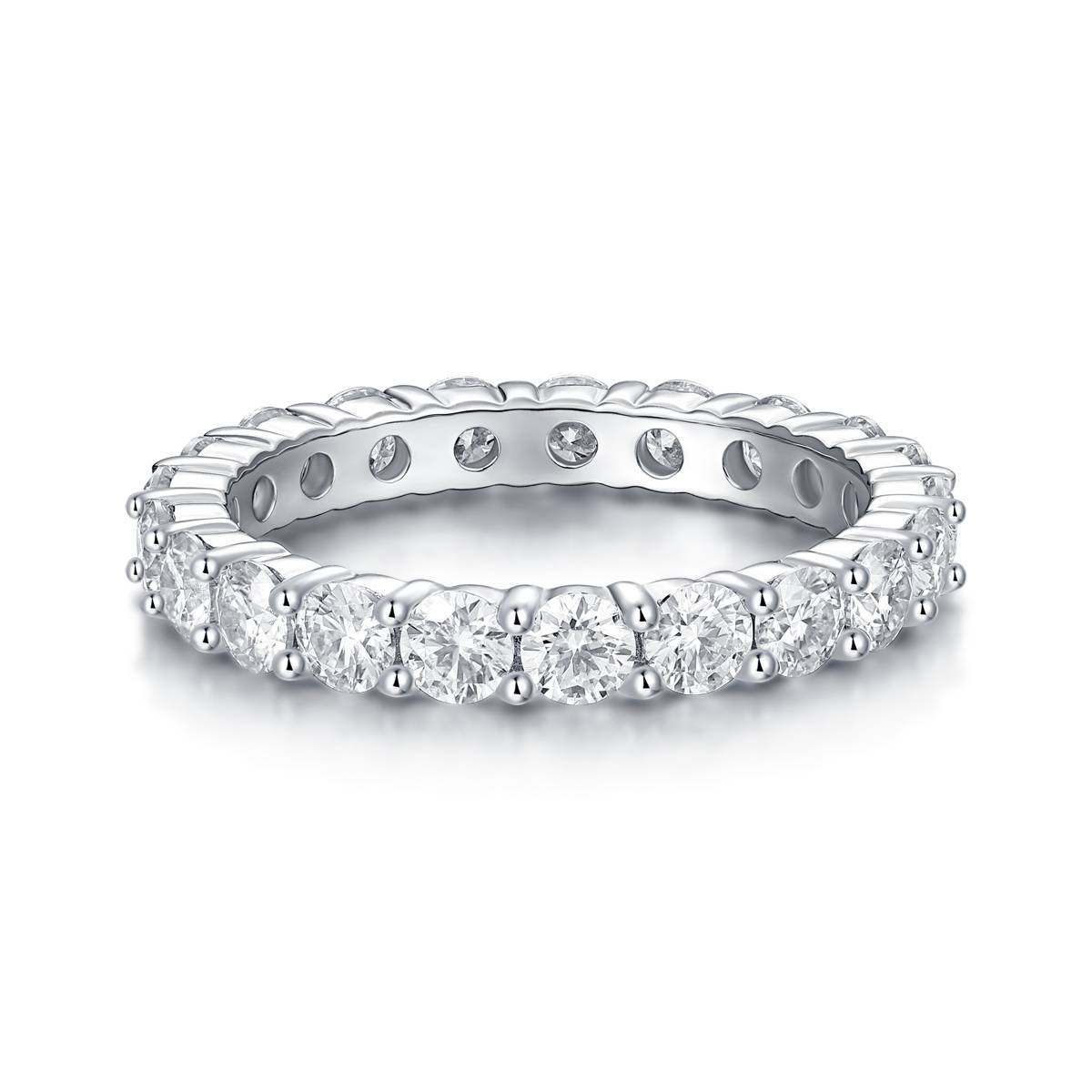 R12742款S925银镀18K白金Women's RingMoissanite厘石2.1ct