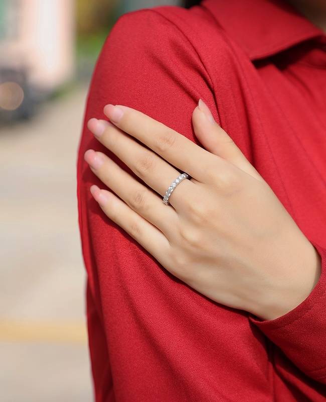 R12742款S925银镀18K白金Women's RingMoissanite厘石2.1ct